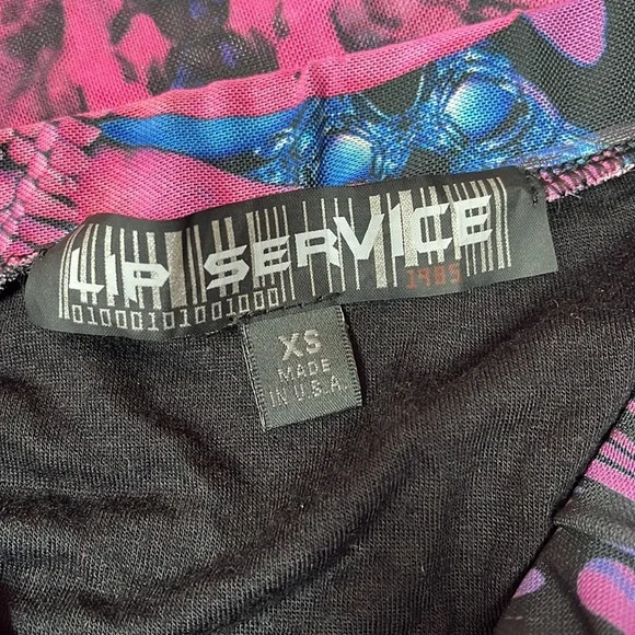 Vintage Lip Service Pink & Purple Cyber Alien Skeleton Mesh Maxi Skirt - Picture 5 of 5